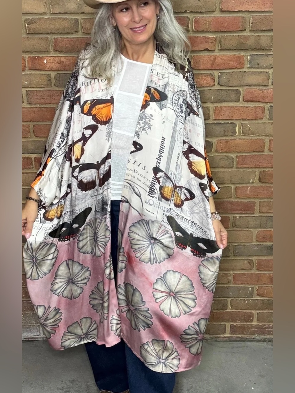 NWT A Rare Bird Silk Butterfly Kimono O/S - Picture 2 of 5